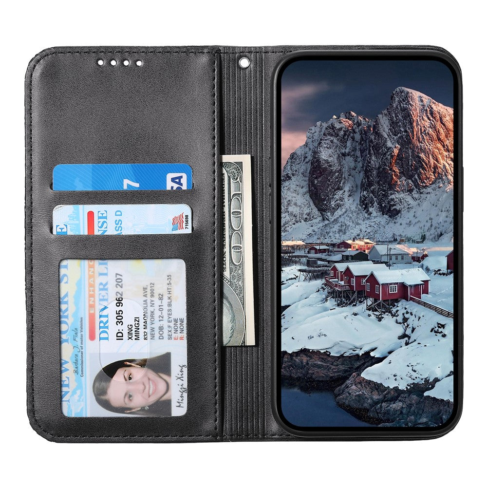 For iPhone 18 Pro Max / 17 Pro Max Case Calf Texture PU Leather Wallet Phone Cover with Wrist Strap