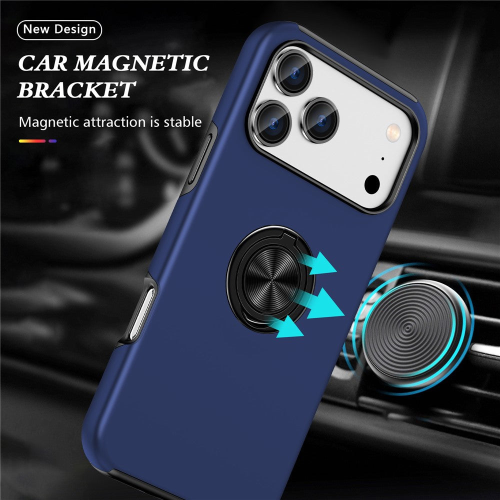 For iPhone 18 Pro Max / 17 Pro Max Case PC + TPU Phone Cover with Rotatable Ring Holder