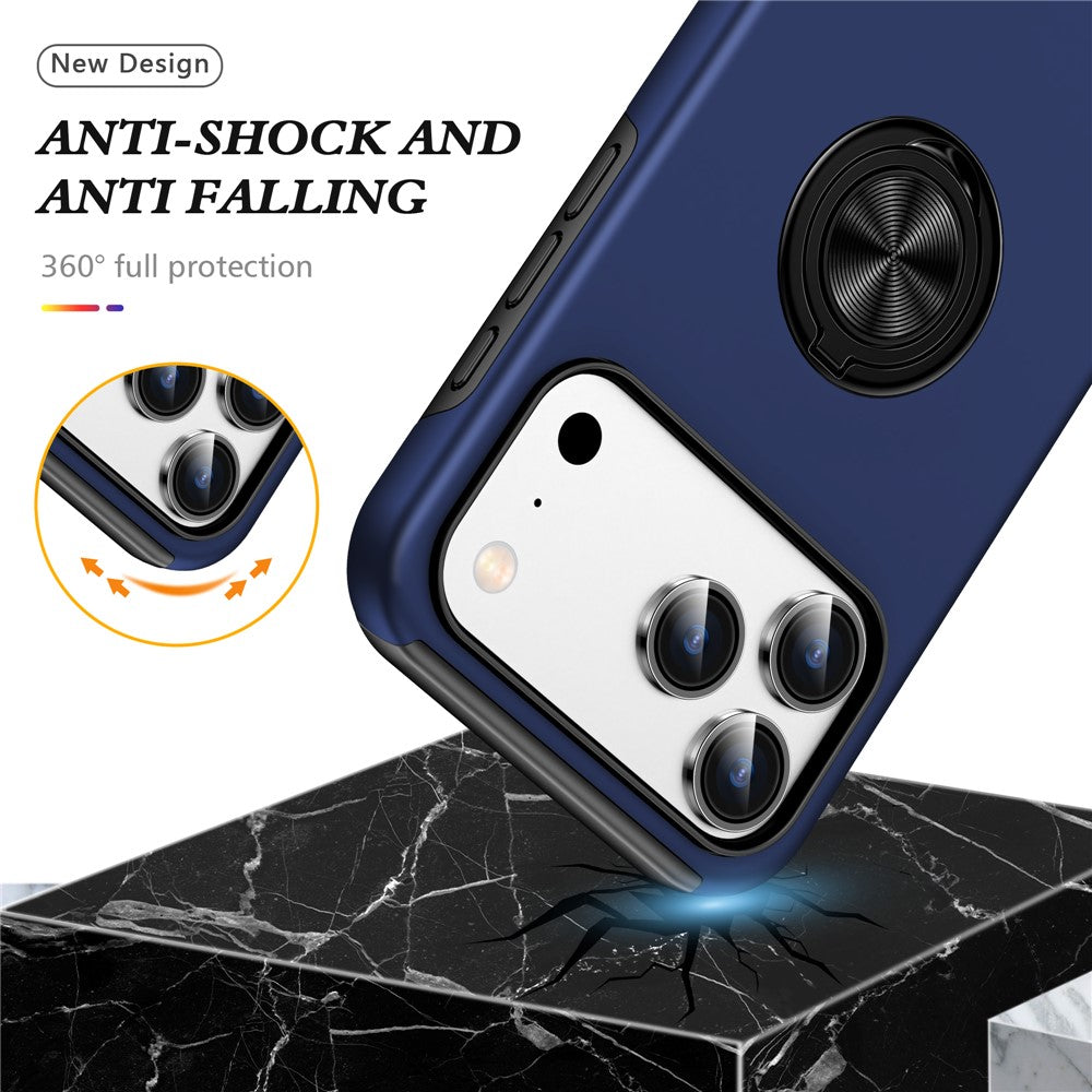 For iPhone 18 Pro Max / 17 Pro Max Case PC + TPU Phone Cover with Rotatable Ring Holder