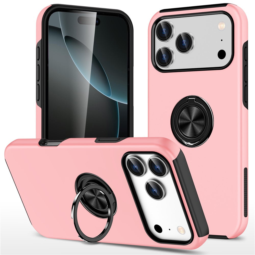 For iPhone 18 Pro Max / 17 Pro Max Case PC + TPU Phone Cover with Rotatable Ring Holder