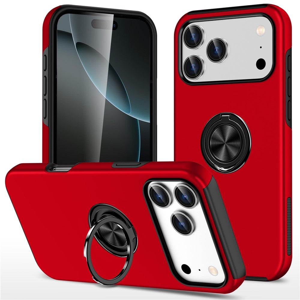 For iPhone 18 Pro Max / 17 Pro Max Case PC + TPU Phone Cover with Rotatable Ring Holder
