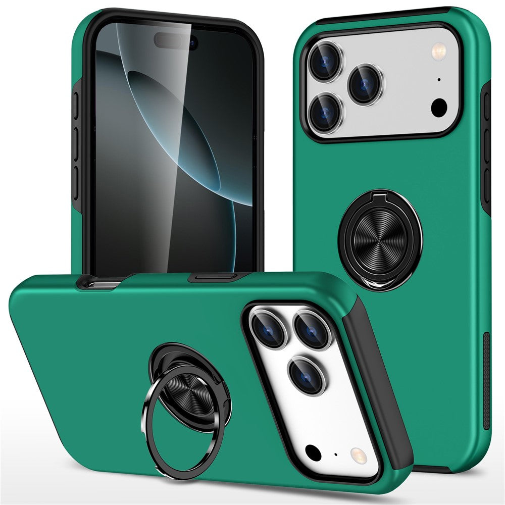 For iPhone 18 Pro Max / 17 Pro Max Case PC + TPU Phone Cover with Rotatable Ring Holder