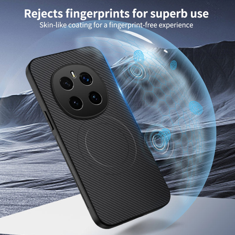 WANLONFENG For Honor Magic7 Pro 5G Magnetic Case  TQ Series Carbon Fiber Texture PC TPU Phone Cover