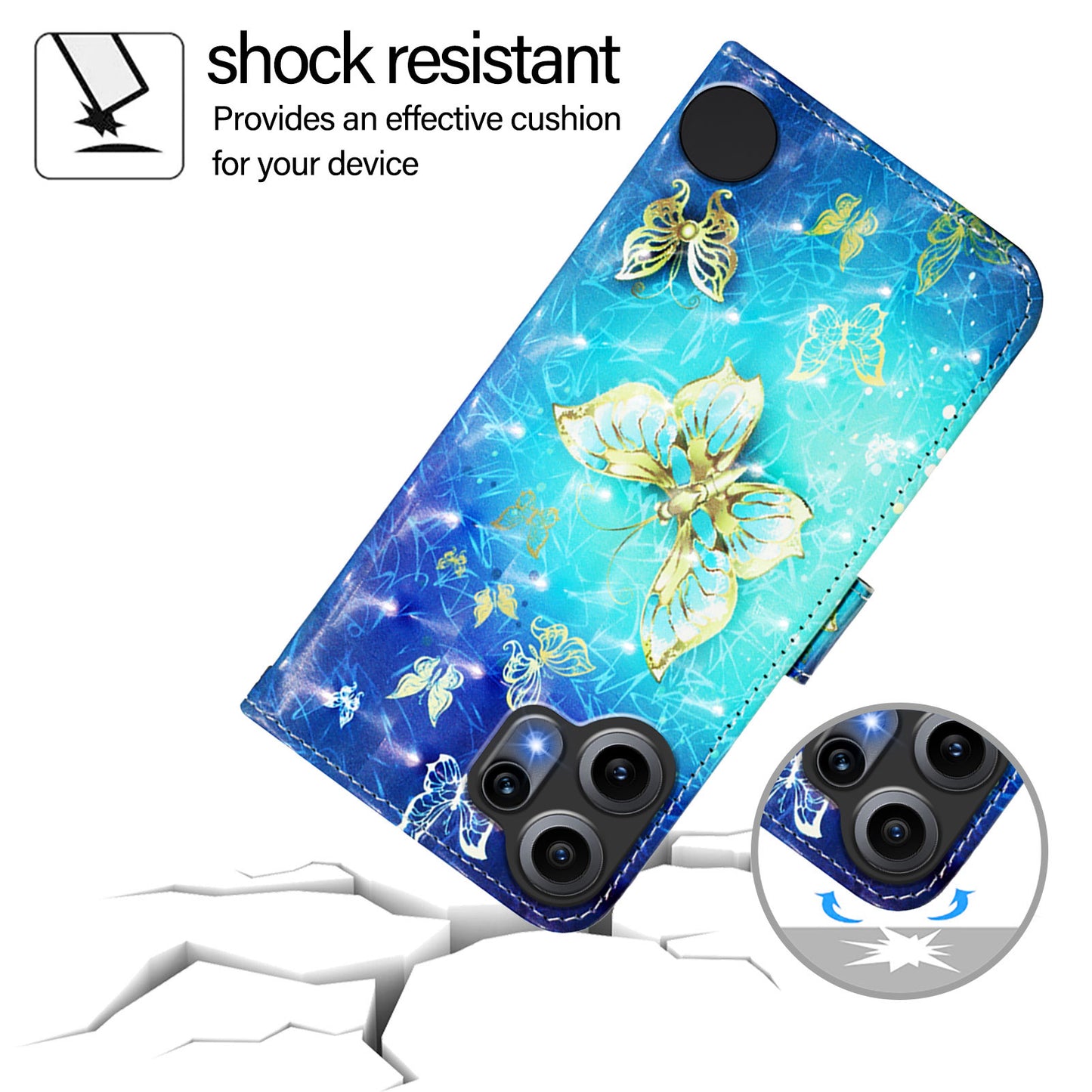 Nothing CMF Phone 2 Pro Wallet-Handyhülle – Aus Leder, mit 3D-Musterdruck, Brieftaschenfunktion, Ständer, mit Tragegurt