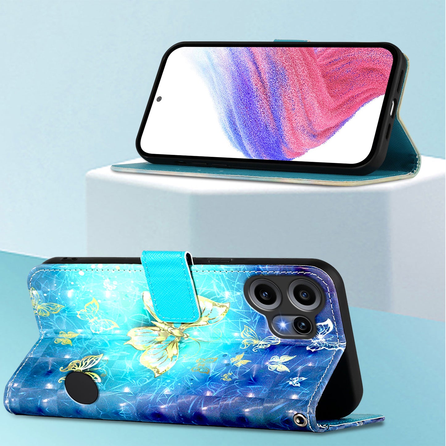 Nothing CMF Phone 2 Pro Handyhülle – aus Leder, mit 3D-Musterdruck, Brieftaschenfunktion, Ständer, mit Tragegurt