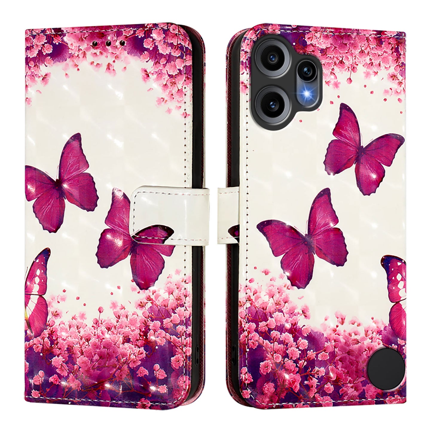 Nothing CMF Phone 2 Pro Handyhülle – aus Leder, mit 3D-Musterdruck, Brieftaschenfunktion, Ständer, mit Tragegurt