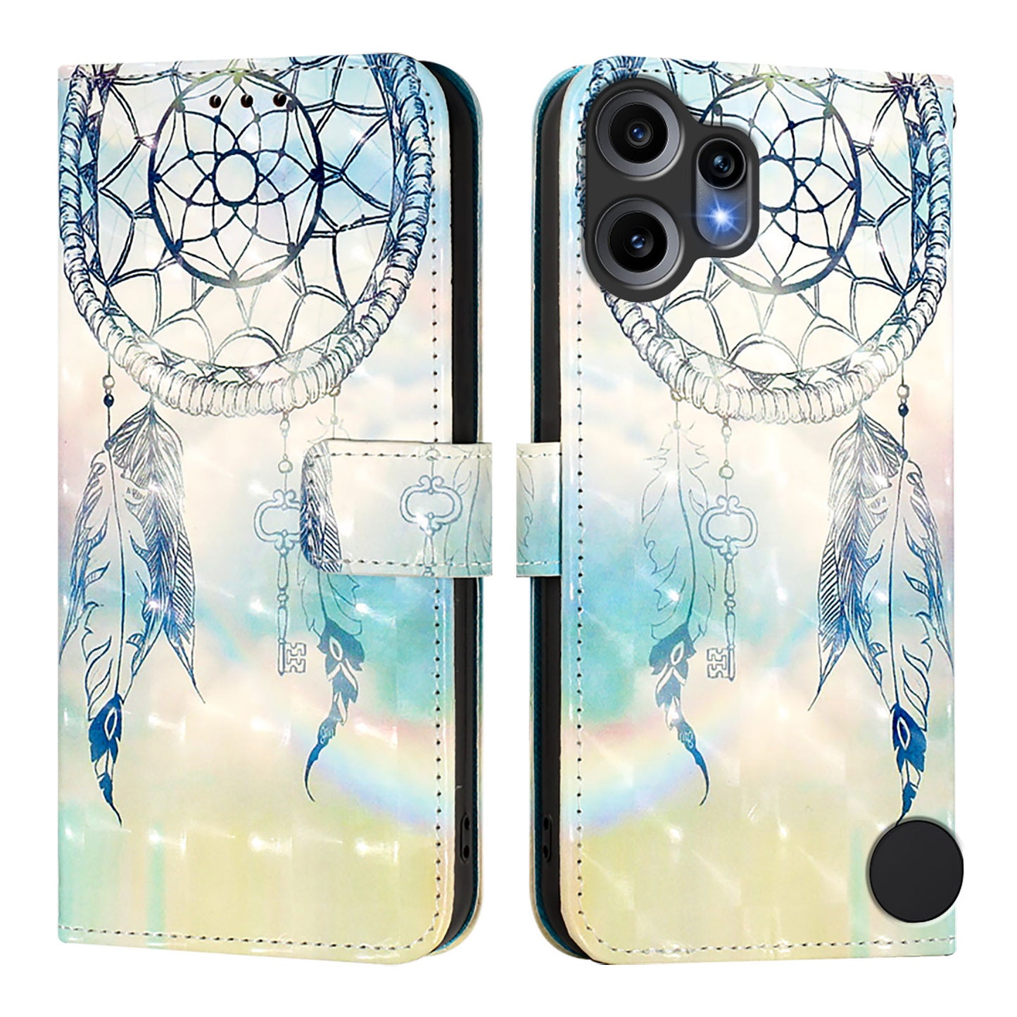 Nothing CMF Phone 2 Pro Wallet-Handyhülle – Aus Leder, mit 3D-Musterdruck, Brieftaschenfunktion, Ständer, mit Tragegurt