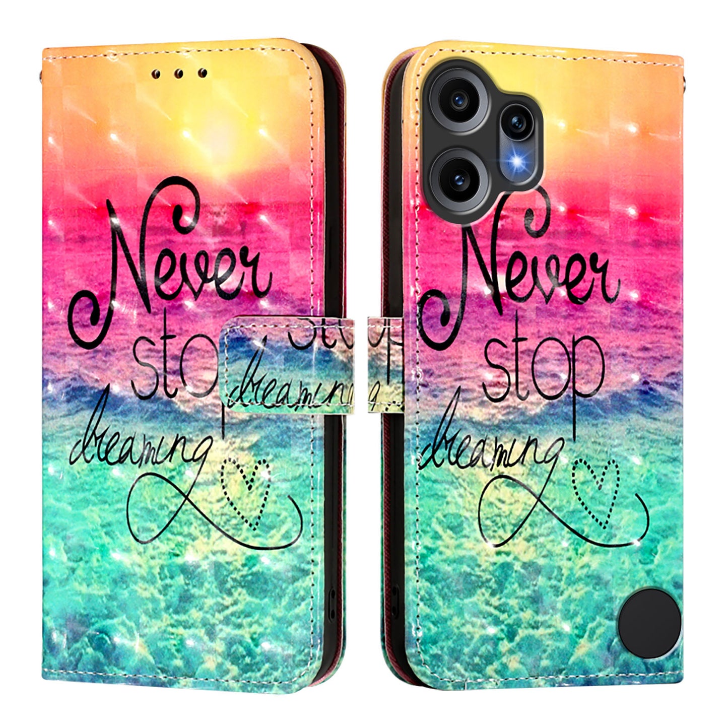 Nothing CMF Phone 2 Pro Wallet-Handyhülle – Aus Leder, mit 3D-Musterdruck, Brieftaschenfunktion, Ständer, mit Tragegurt