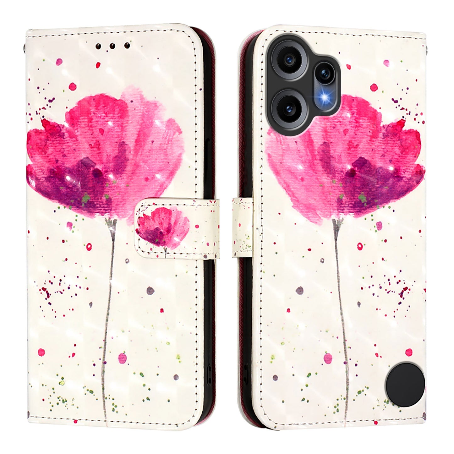 Nothing CMF Phone 2 Pro Handyhülle – aus Leder, mit 3D-Musterdruck, Brieftaschenfunktion, Ständer, mit Tragegurt
