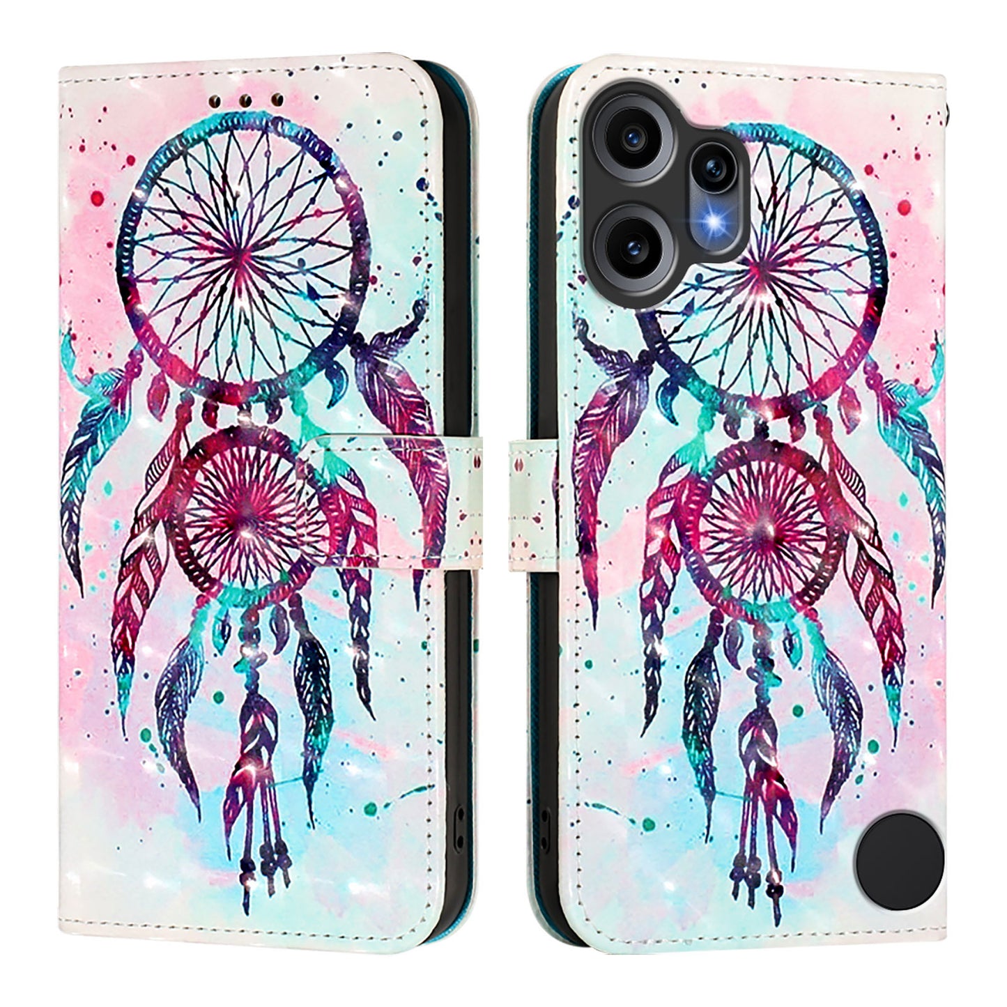 Nothing CMF Phone 2 Pro Handyhülle – aus Leder, mit 3D-Musterdruck, Brieftaschenfunktion, Ständer, mit Tragegurt