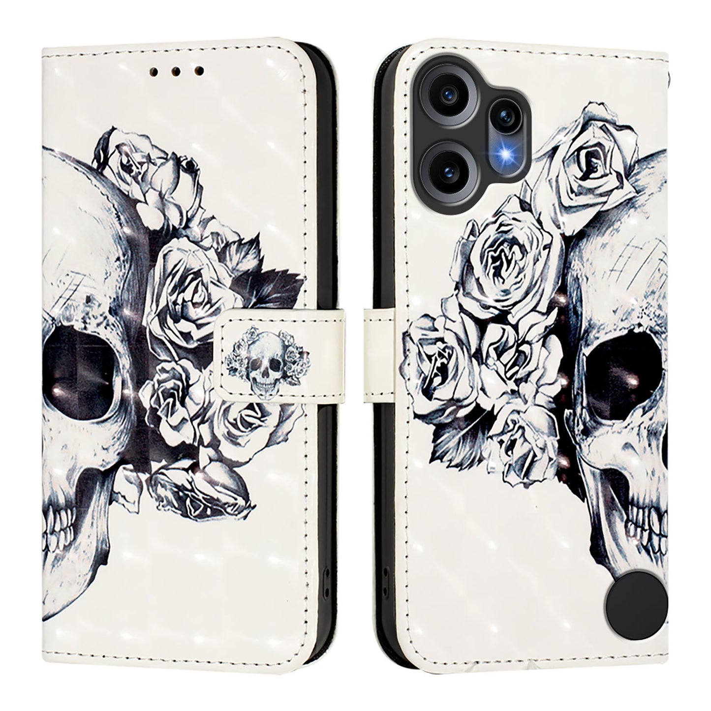 Nothing CMF Phone 2 Pro Wallet-Handyhülle – Aus Leder, mit 3D-Musterdruck, Brieftaschenfunktion, Ständer, mit Tragegurt