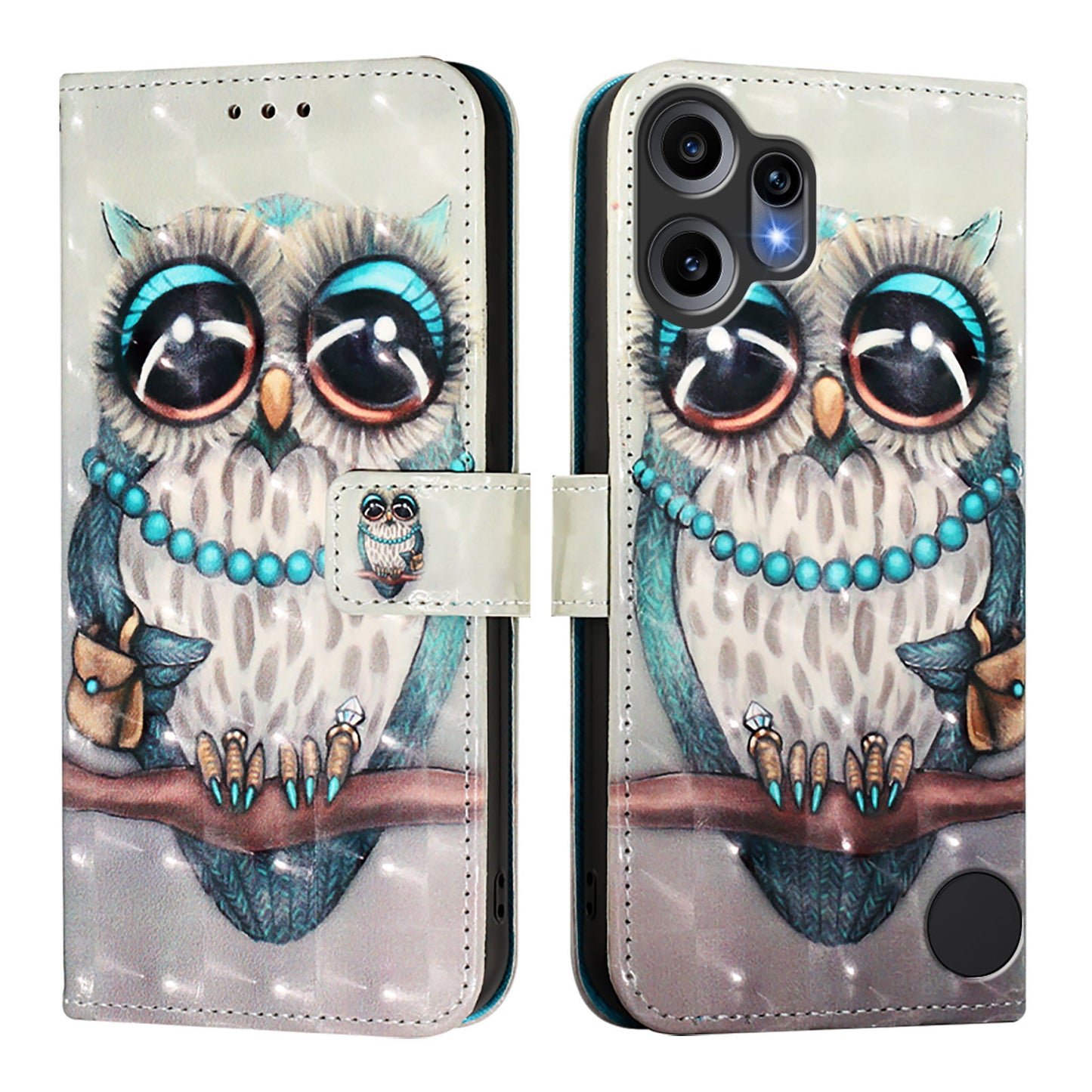 Nothing CMF Phone 2 Pro Wallet-Handyhülle – Aus Leder, mit 3D-Musterdruck, Brieftaschenfunktion, Ständer, mit Tragegurt