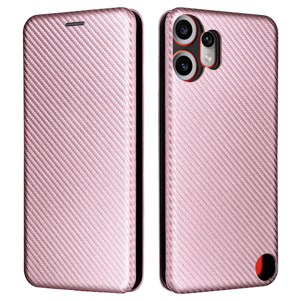Nothing CMF Phone 2 Pro Wallet-Handyhülle – Mit Carbonfaser-Textur, Kartenhalter, Lederständer