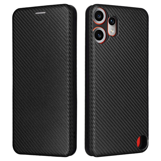 Nothing CMF Phone 2 Pro Wallet-Handyhülle – Mit Carbonfaser-Textur, Kartenhalter, Lederständer
