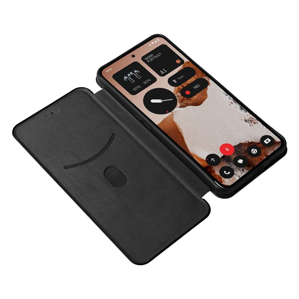 Nothing CMF Phone 2 Pro Wallet-Handyhülle – Mit Carbonfaser-Textur, Kartenhalter, Lederständer