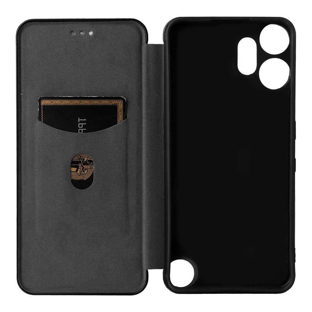 Nothing CMF Phone 2 Pro Wallet-Handyhülle – Mit Carbonfaser-Textur, Kartenhalter, Lederständer