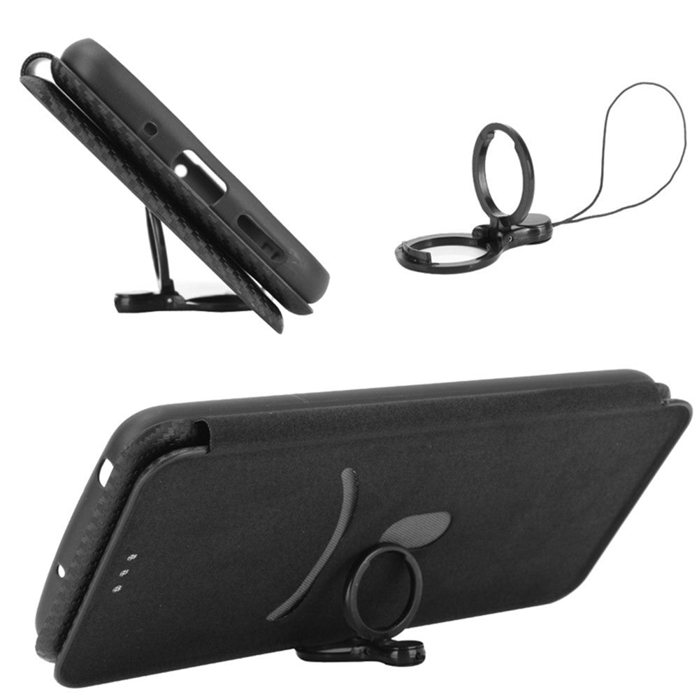 Nothing CMF Phone 2 Pro Wallet-Handyhülle – Mit Carbonfaser-Textur, Kartenhalter, Lederständer