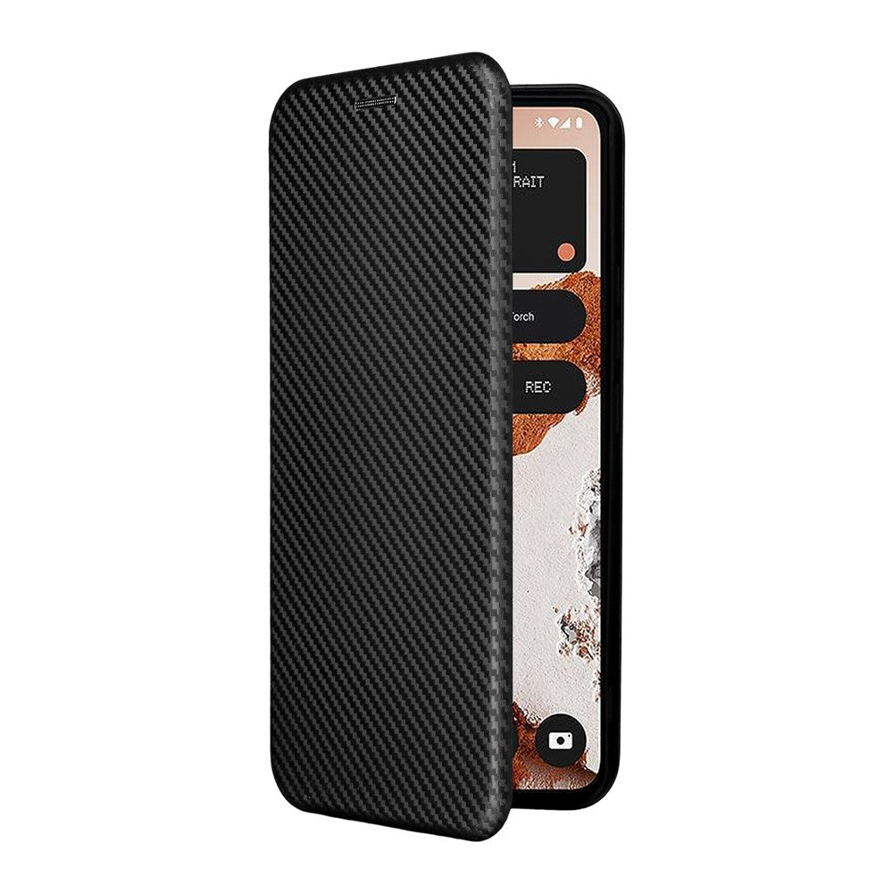 Nothing CMF Phone 2 Pro Wallet-Handyhülle – Mit Carbonfaser-Textur, Kartenhalter, Lederständer