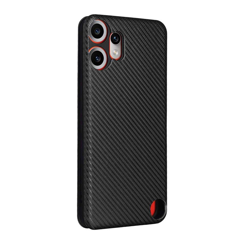 Nothing CMF Phone 2 Pro Wallet-Handyhülle – Mit Carbonfaser-Textur, Kartenhalter, Lederständer