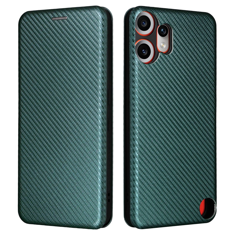 Nothing CMF Phone 2 Pro Wallet-Handyhülle – Mit Carbonfaser-Textur, Kartenhalter, Lederständer