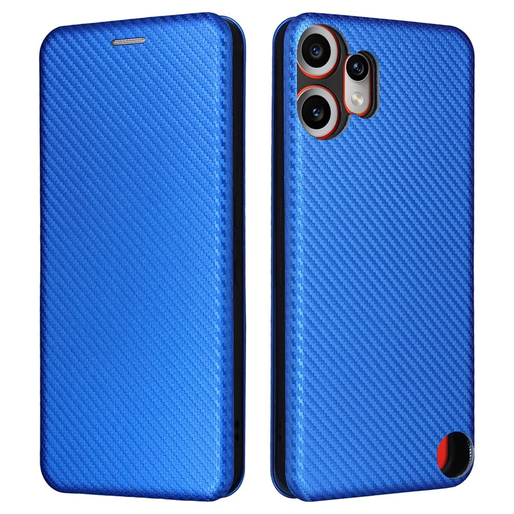 Nothing CMF Phone 2 Pro Wallet-Handyhülle – Mit Carbonfaser-Textur, Kartenhalter, Lederständer