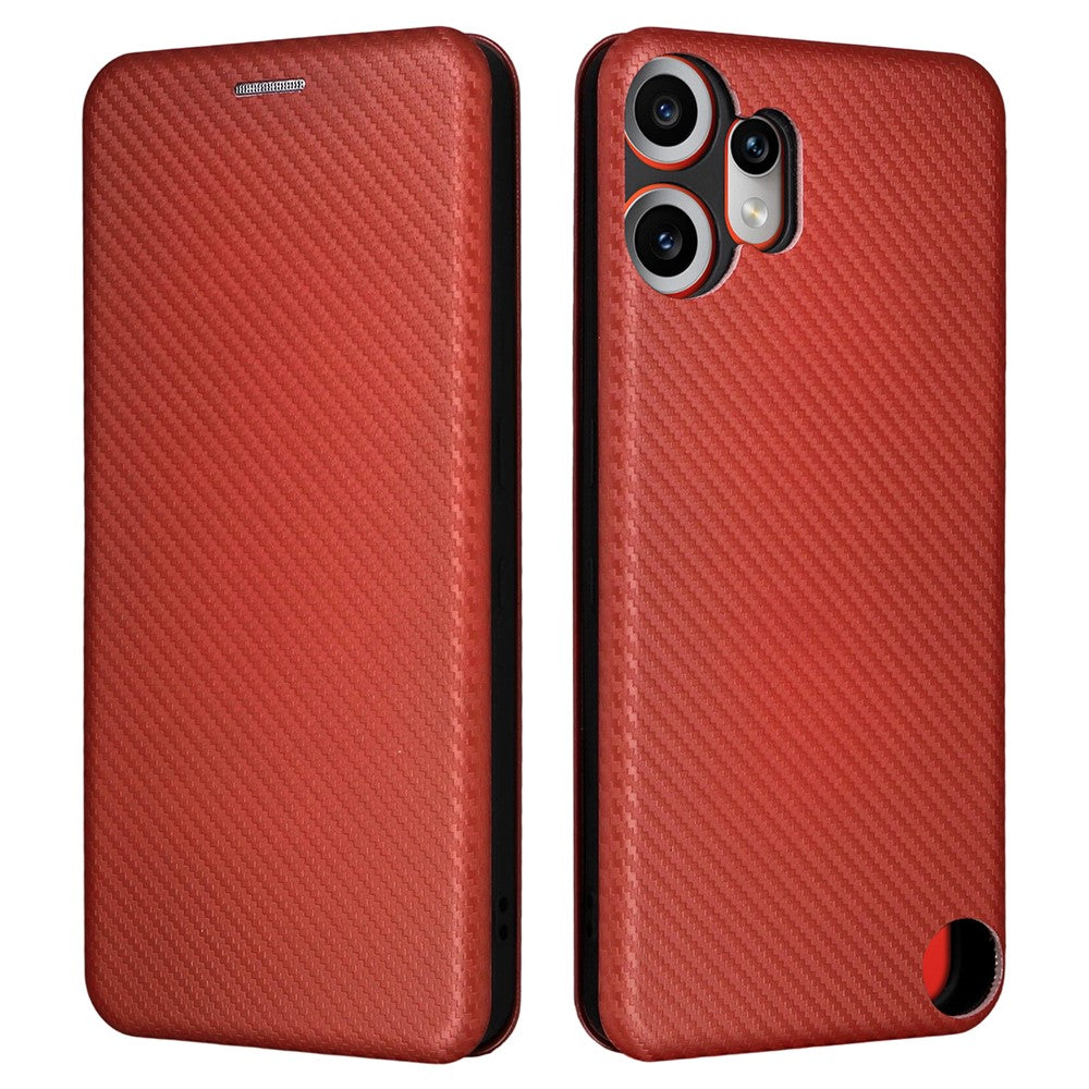 Nothing CMF Phone 2 Pro Wallet-Handyhülle – Mit Carbonfaser-Textur, Kartenhalter, Lederständer