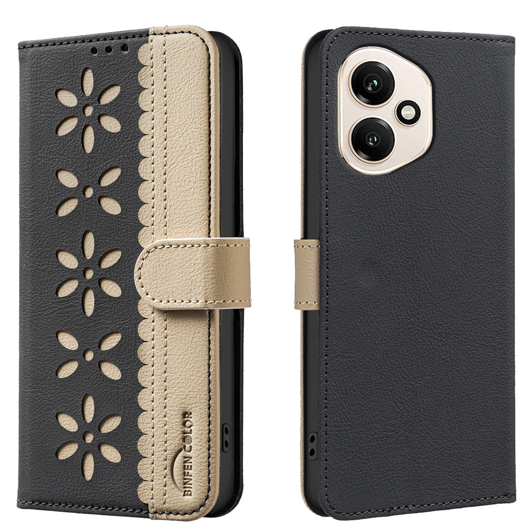BINFEN COLOR For Honor 400 5G (Global) Leather Case  BF36 Floral Pattern Phone Cover RFID Blocking Wallet Stand