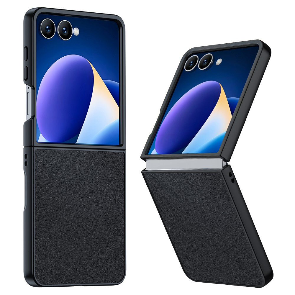 For Samsung Galaxy Z Flip7 5G Case PU Leather Coated PC Anti-Drop Folding Phone Cover