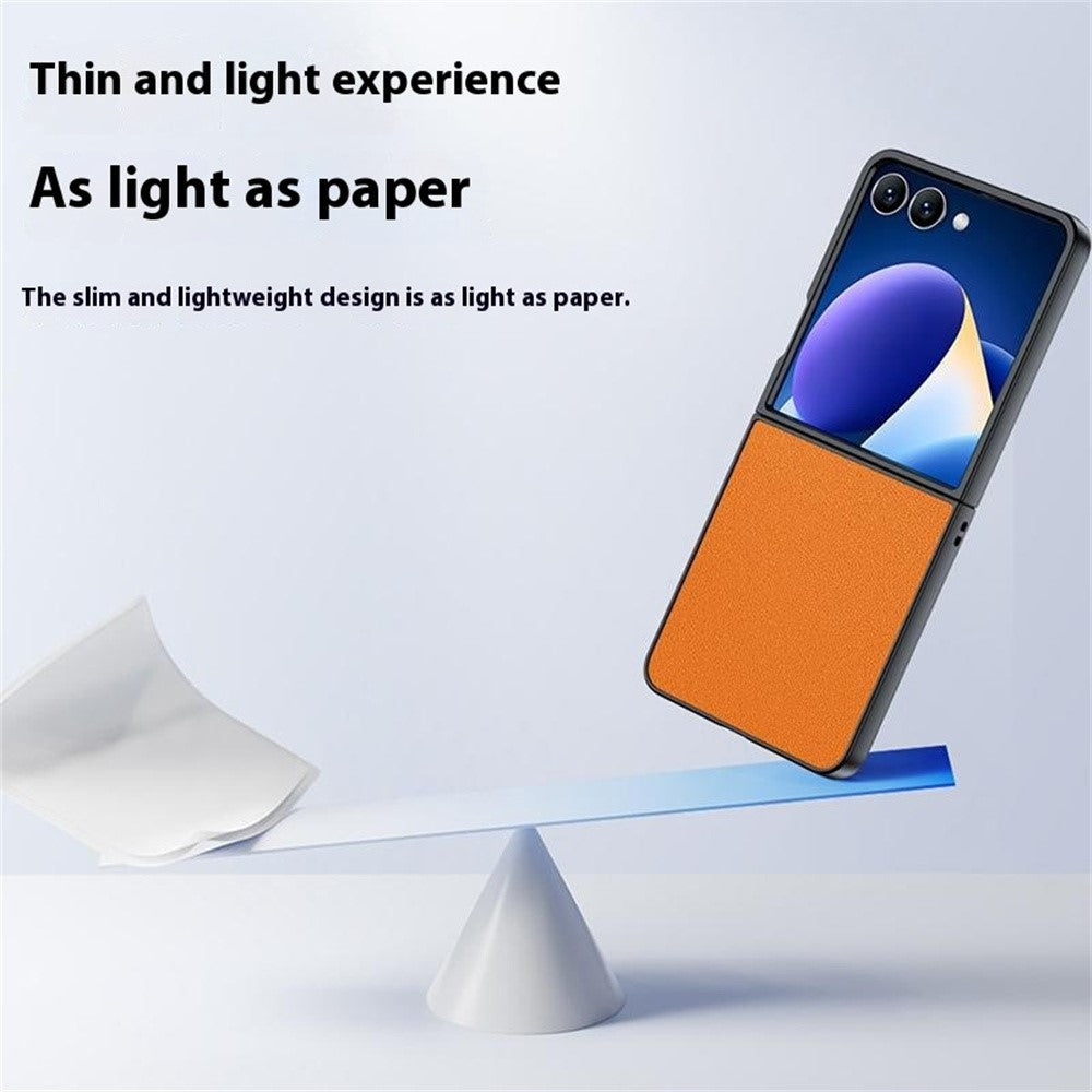For Samsung Galaxy Z Flip7 5G Case PU Leather Coated PC Anti-Drop Folding Phone Cover
