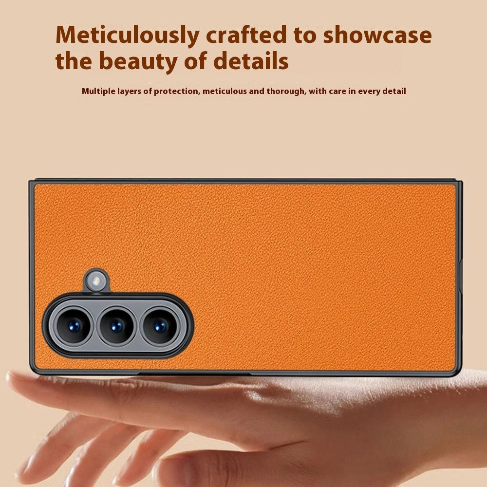 For Samsung Galaxy Z Fold7 5G Case PU Leather Coated PC Anti-Drop Folding Phone Cover