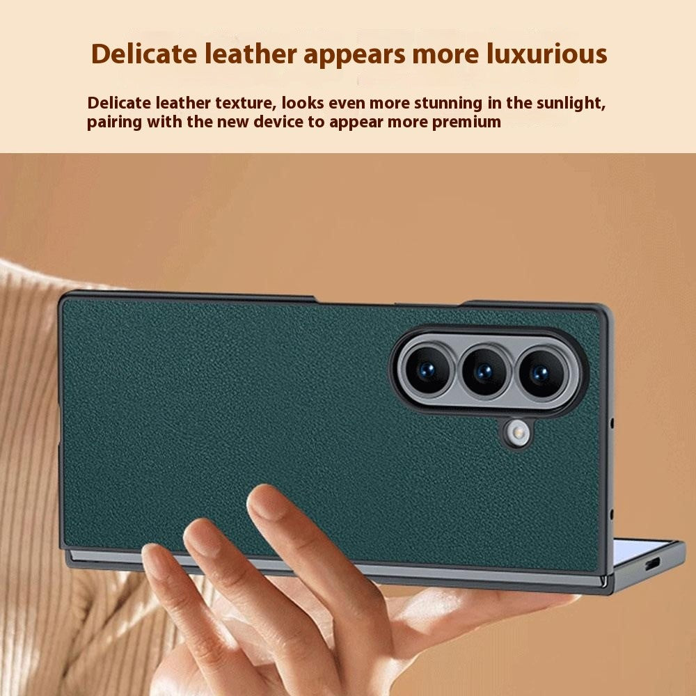 For Samsung Galaxy Z Fold7 5G Case PU Leather Coated PC Anti-Drop Folding Phone Cover