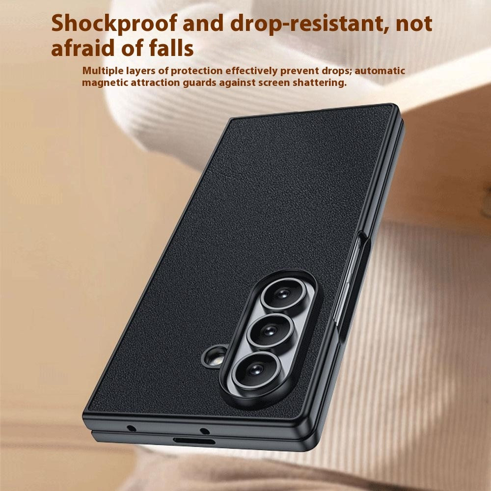 For Samsung Galaxy Z Fold7 5G Case PU Leather Coated PC Anti-Drop Folding Phone Cover