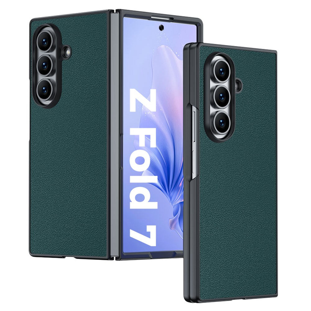 For Samsung Galaxy Z Fold7 5G Case PU Leather Coated PC Anti-Drop Folding Phone Cover