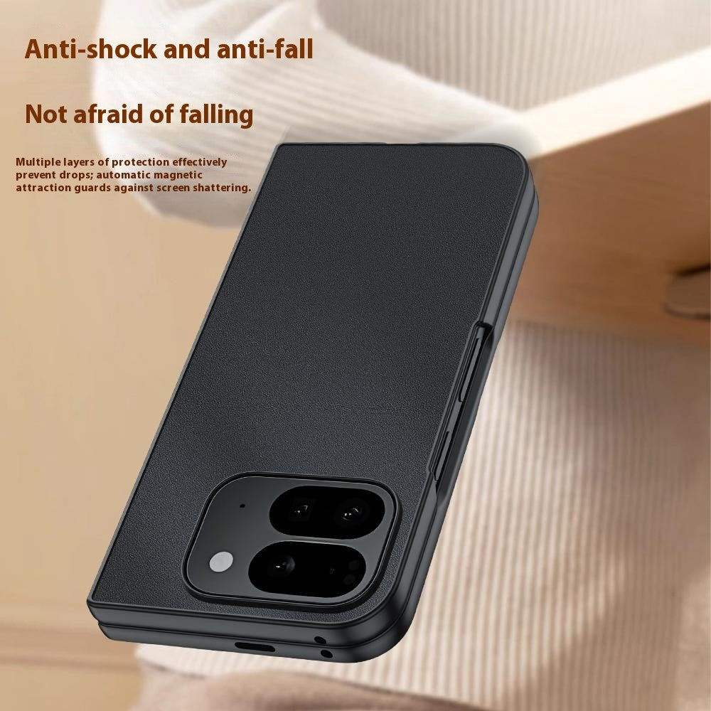 For Google Pixel 10 Pro Fold Case PU Leather Coated PC Anti-Drop Folding Phone Cover