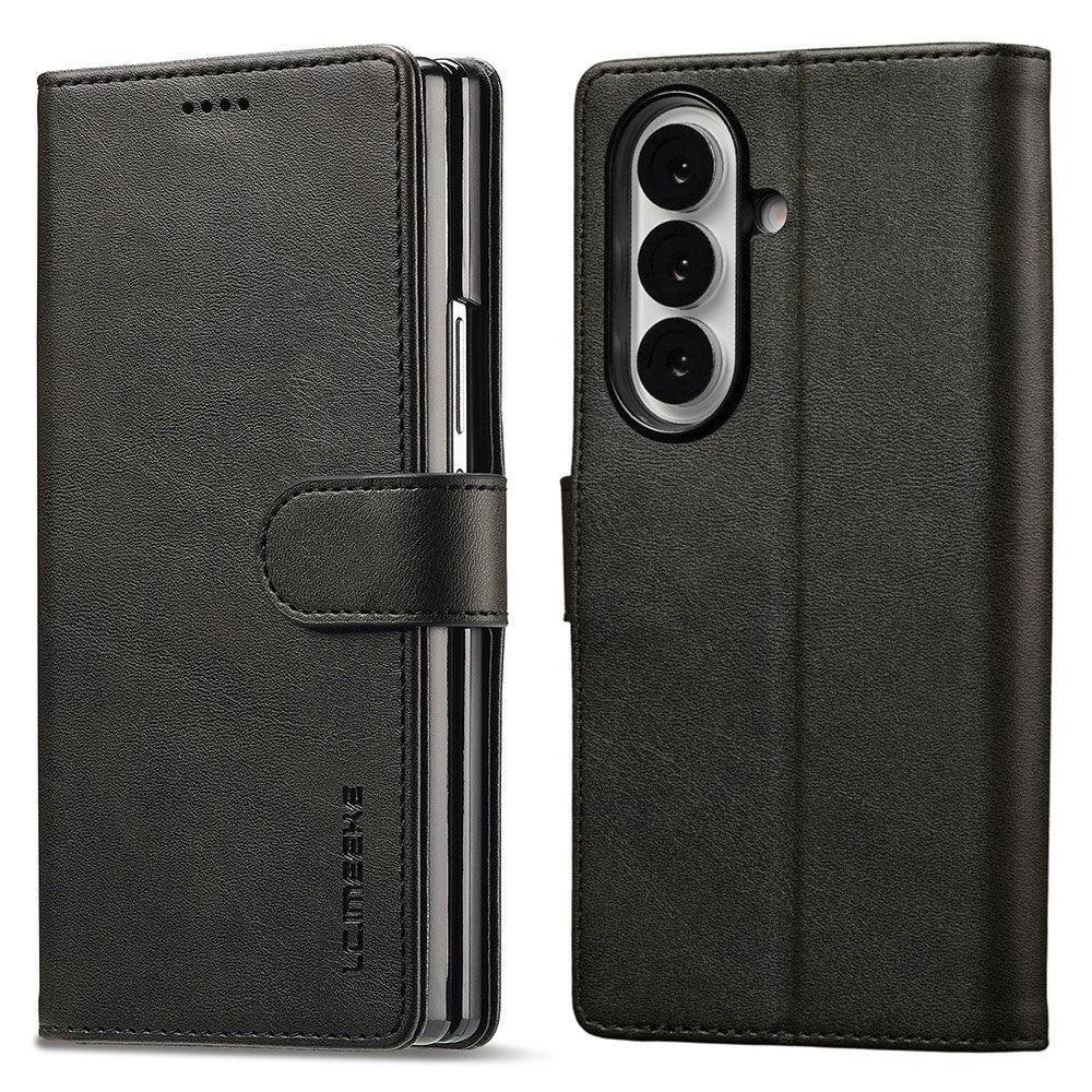 LC.IMEEKE For Samsung Galaxy Z Fold7 5G Case Calf Texture PU Leather Stand Wallet Phone Cover