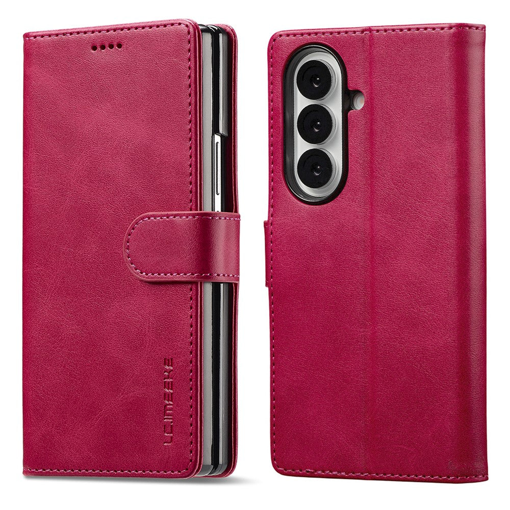 LC.IMEEKE For Samsung Galaxy Z Fold7 5G Case Calf Texture PU Leather Stand Wallet Phone Cover