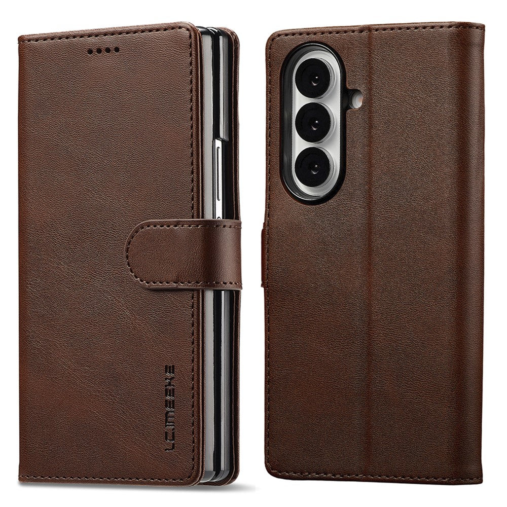 LC.IMEEKE For Samsung Galaxy Z Fold7 5G Case Calf Texture PU Leather Stand Wallet Phone Cover