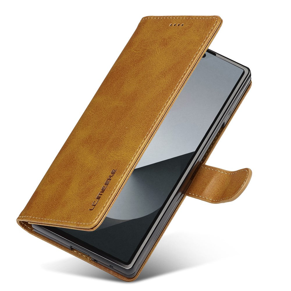 LC.IMEEKE For Samsung Galaxy Z Fold7 5G Case Calf Texture PU Leather Stand Wallet Phone Cover