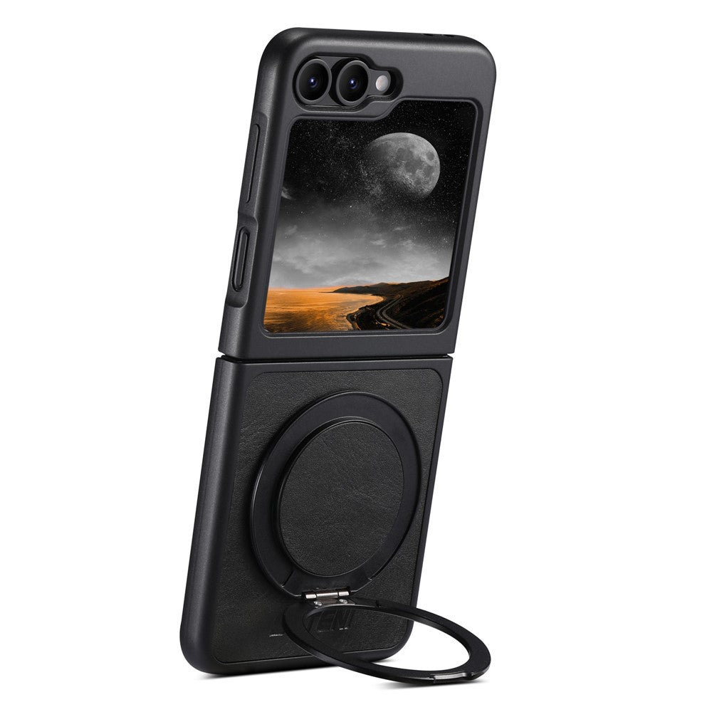 SUTENI G3 For Samsung Galaxy Z Flip7 FE 5G / Z Flip6 5G Magnetic Case Waxy Texture Rotating Kickstand Leather Phone Back Cover