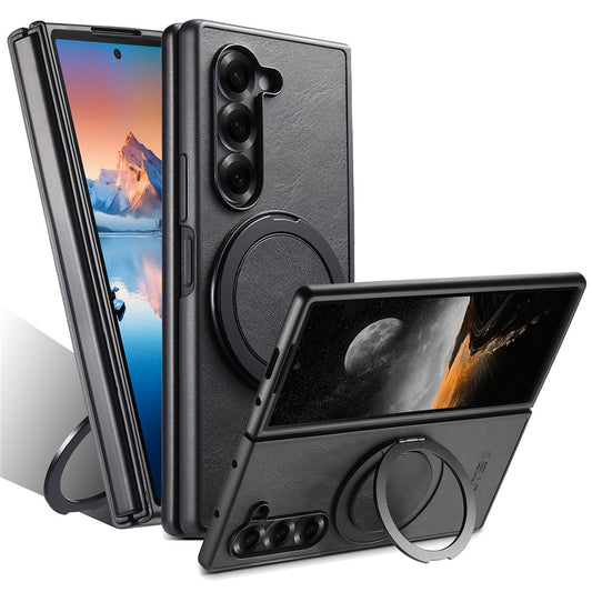 Galaxy Z Fold7 5G – Magnetische Handyhülle aus PU-Leder und TPU, mit Ständer
