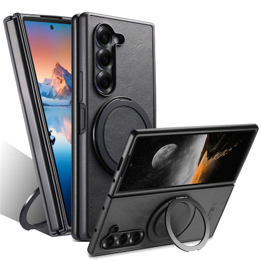 Galaxy Z Fold6 5G – Magnetische Handyhülle aus PU-Leder und TPU, mit Ständer