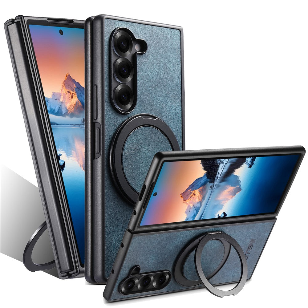 SUTENI G3 For Samsung Galaxy Z Fold5 5G Magnetic Case Waxy Texture Rotating Kickstand Leather Phone Back Cover