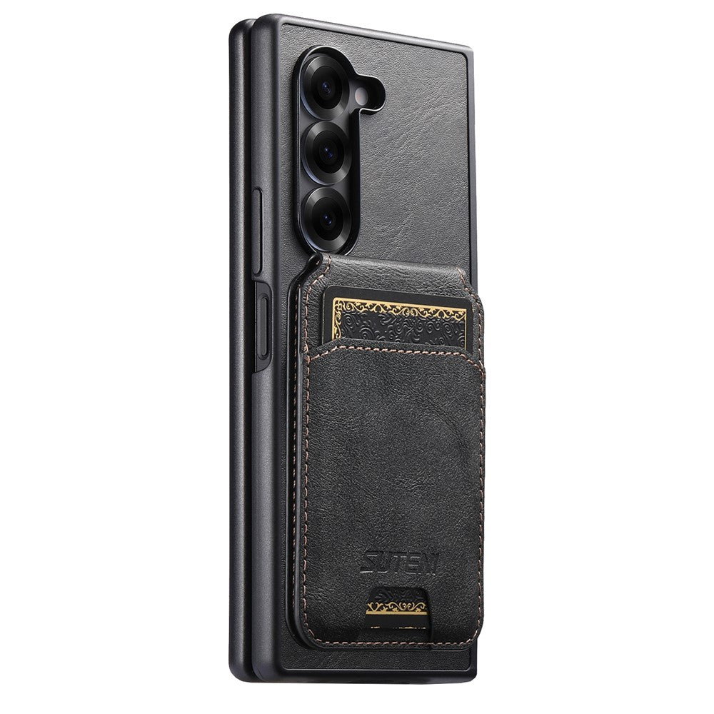 SUTENI G3 For Samsung Galaxy Z Fold5 5G Magnetic Case Waxy Texture Rotating Kickstand Leather Phone Back Cover