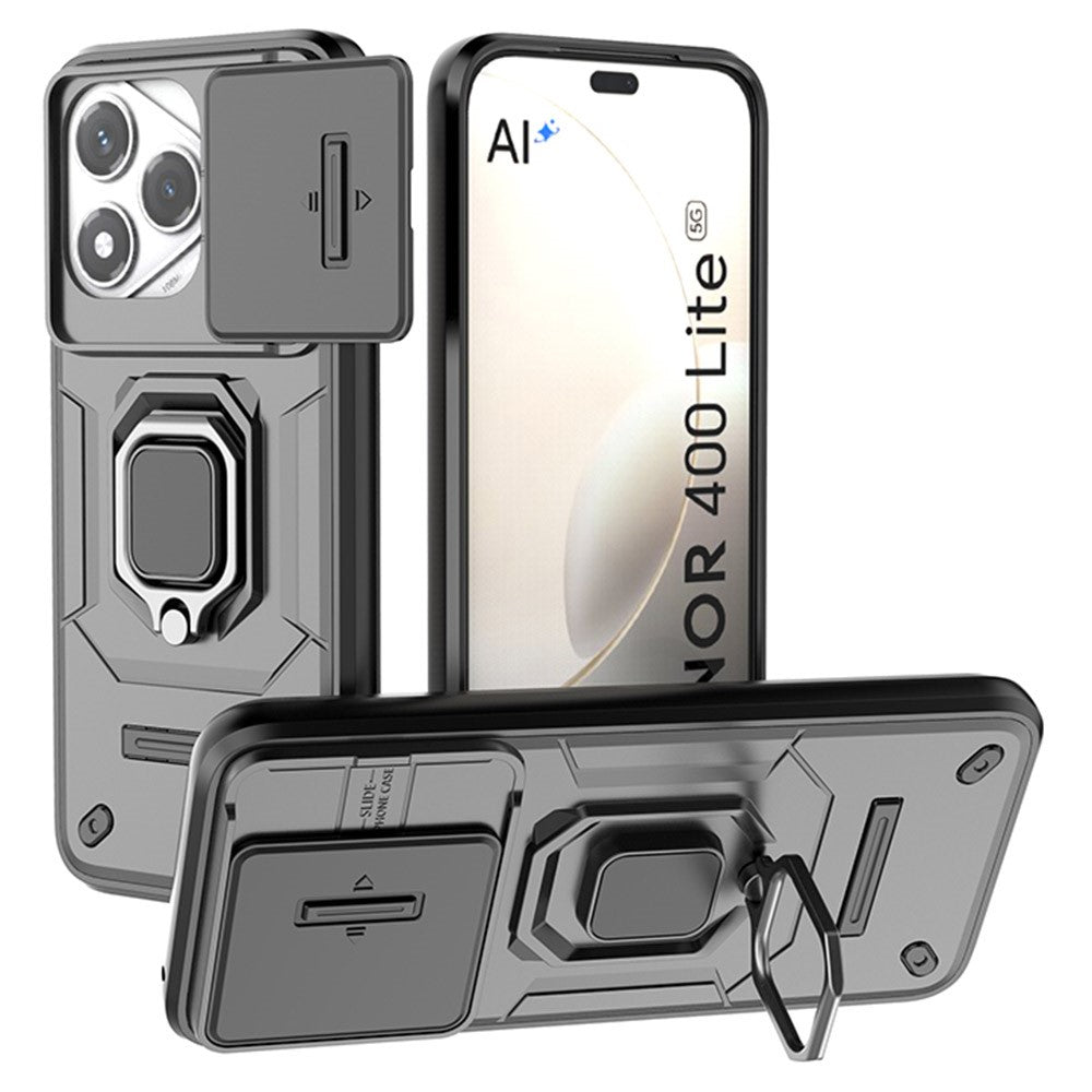 For Honor 400 Lite 5G Case PC + TPU Kickstand Phone Protector with Lens Cover