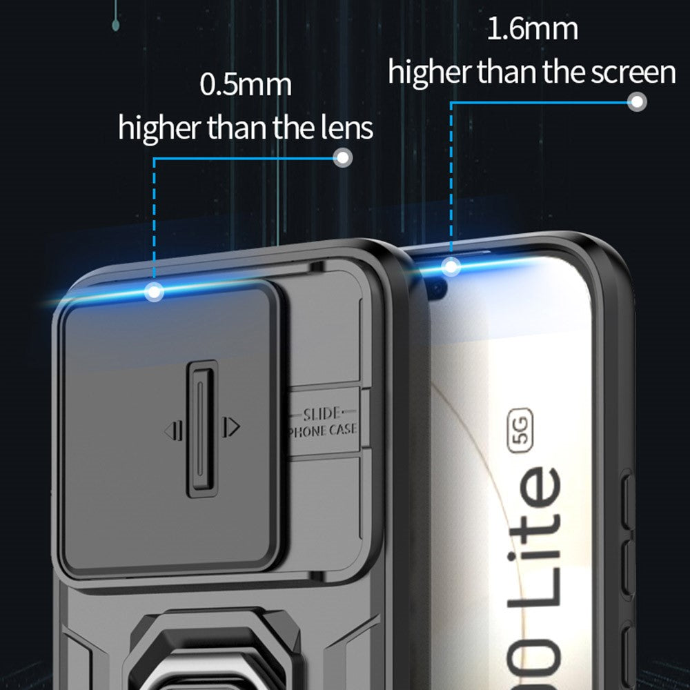 For Honor 400 Lite 5G Case PC + TPU Kickstand Phone Protector with Lens Cover