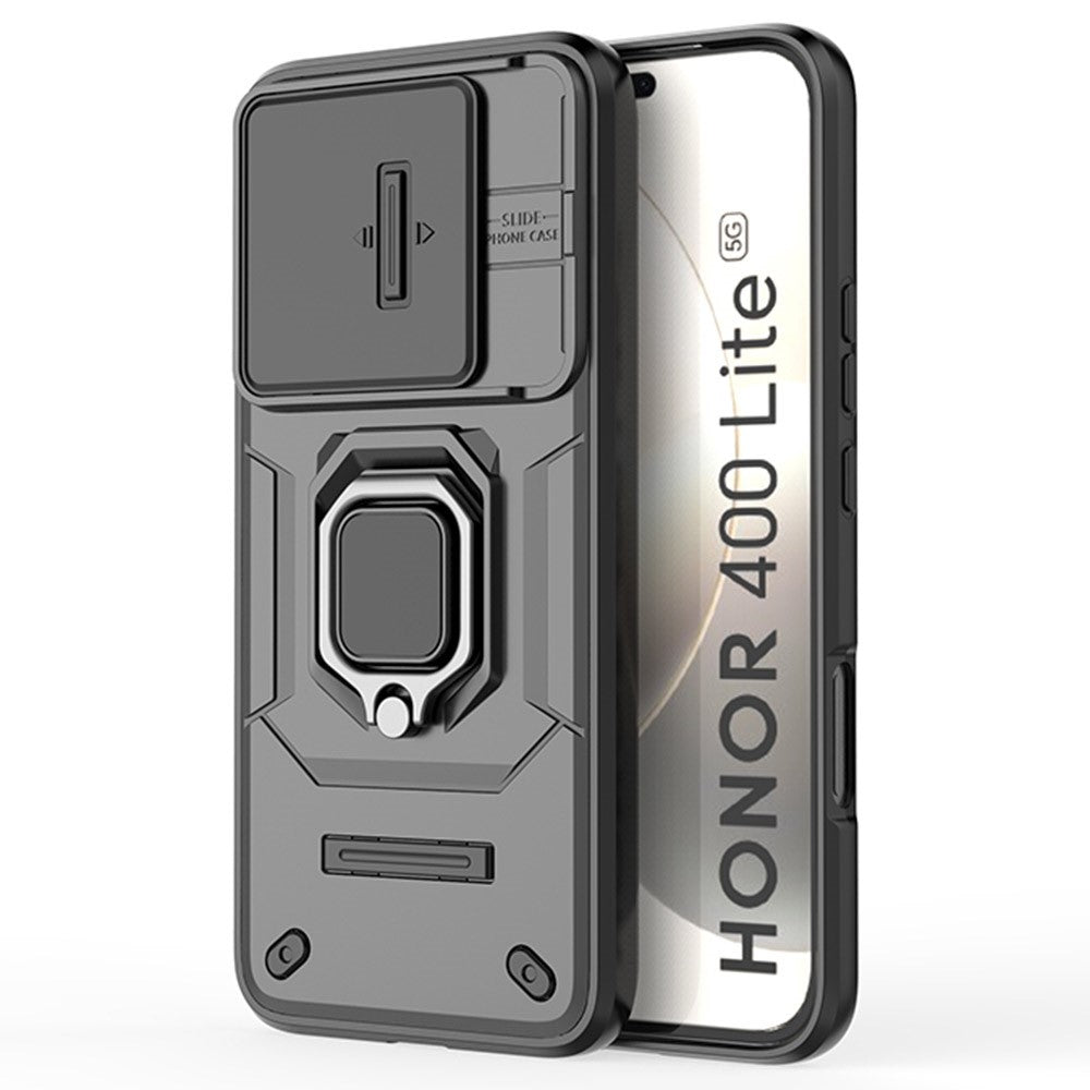 For Honor 400 Lite 5G Case PC + TPU Kickstand Phone Protector with Lens Cover
