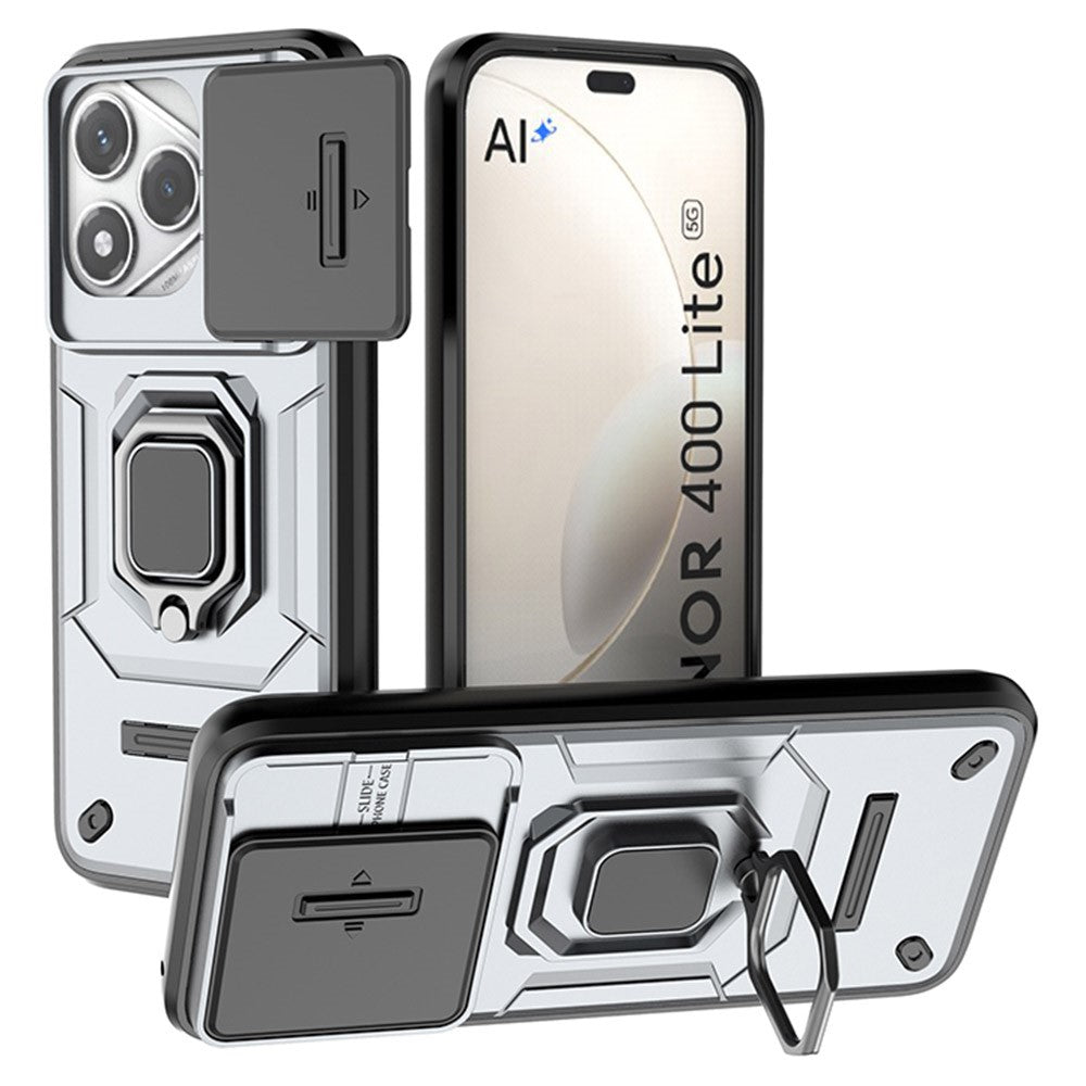 For Honor 400 Lite 5G Case PC + TPU Kickstand Phone Protector with Lens Cover