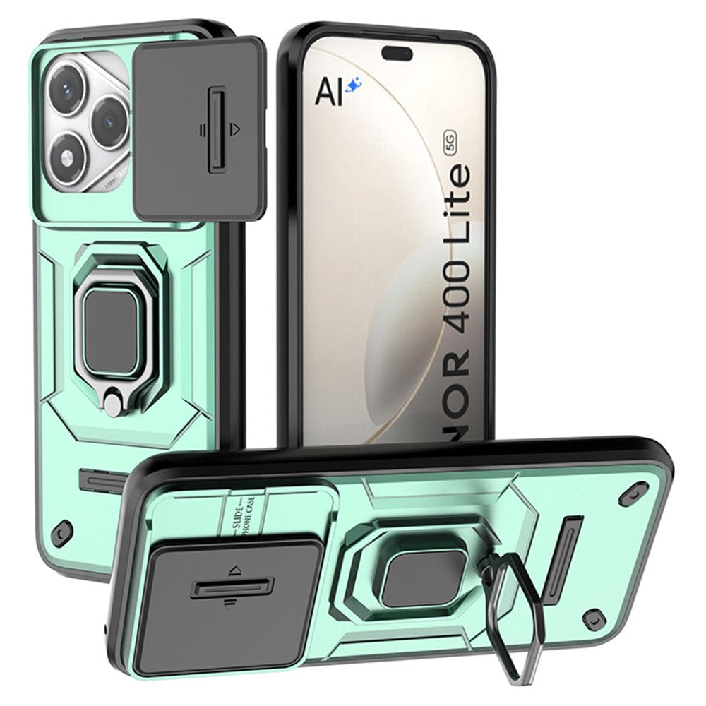 For Honor 400 Lite 5G Case PC + TPU Kickstand Phone Protector with Lens Cover