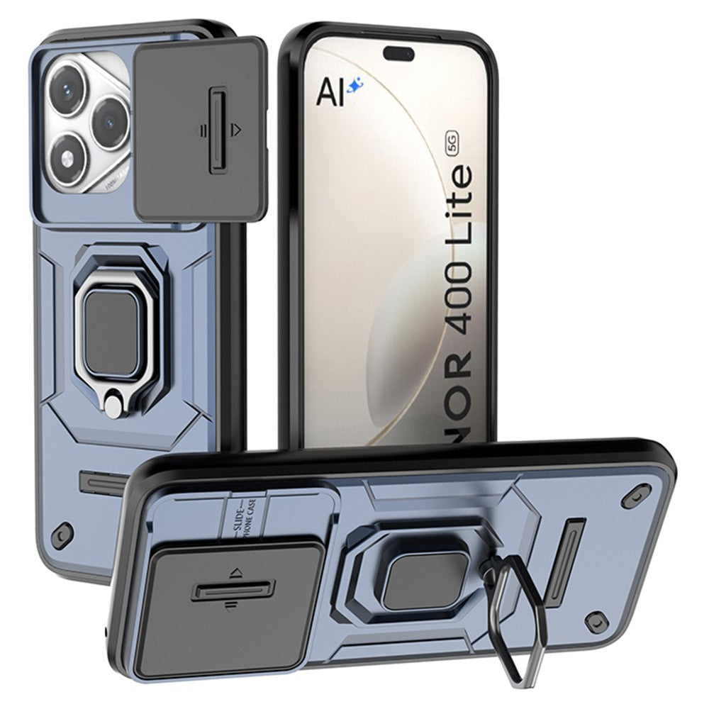 For Honor 400 Lite 5G Case PC + TPU Kickstand Phone Protector with Lens Cover