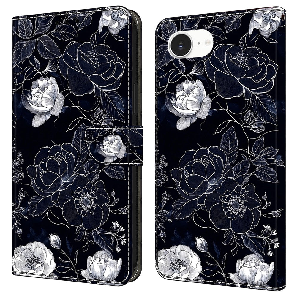 For iPhone 17e / 16e Case Wallet Stand Pattern Printing PU Leather Flip Phone Cover